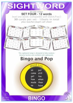 Sightword Bingo Pop Lv1-4