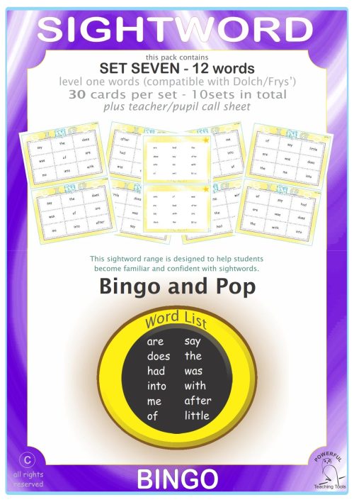 Sightword Bingo Pop Lv1-7