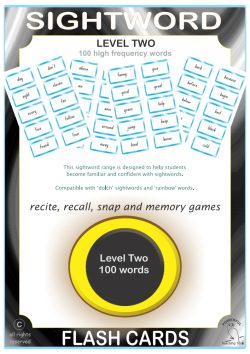 Sightword flash cards Lv2 - 100 words