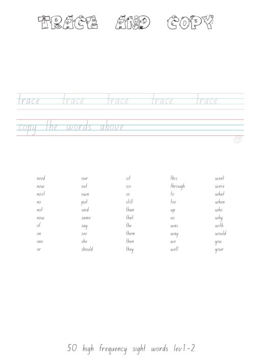Sightword practice booklet Lv1-2-50words - Image 2
