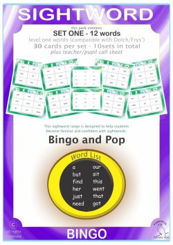 Sightword Bingo Pop Lv1-1
