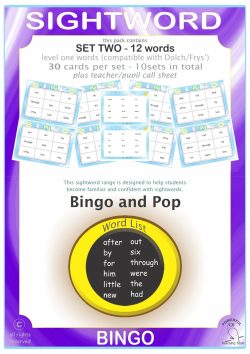 Sightword Bingo Pop Lv1-2