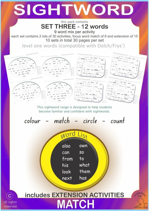 Sightword Match Lv1-3