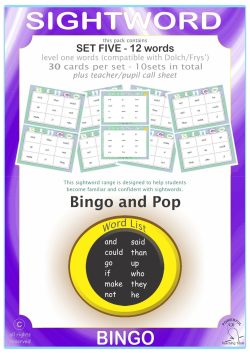Sightword Bingo Pop Lv1-5