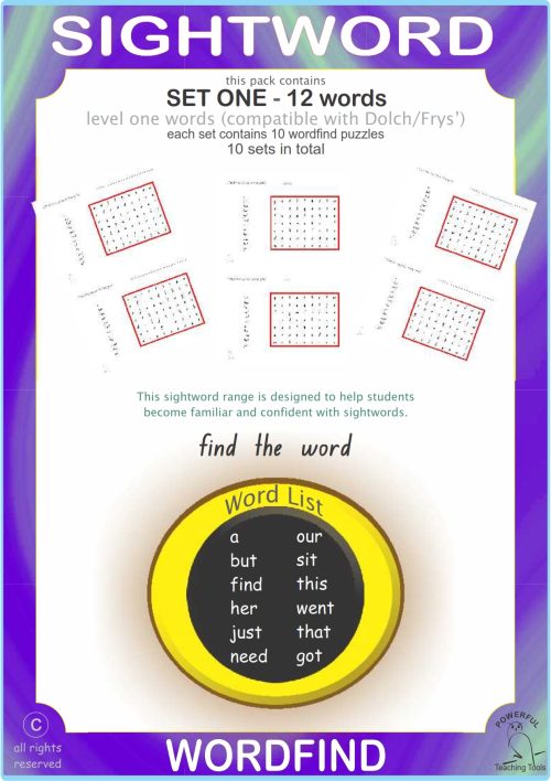 Sightword Word Find Lv1-1