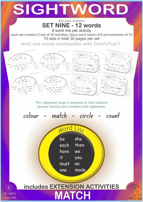 Sightword Match Lv1-9