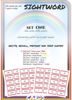 Sightword flashcards Lev 1