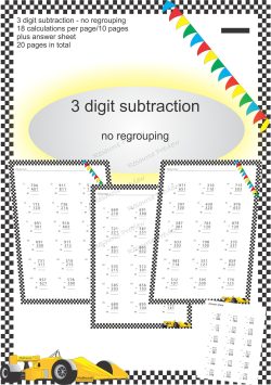 Subtraction algorithm 3 digit (without regrouping)