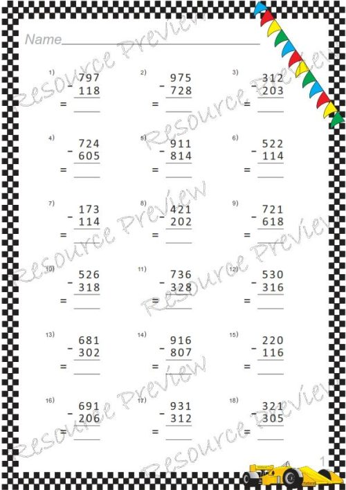 Subtraction algorithm 3 digit (regrouping ones column) - Image 2