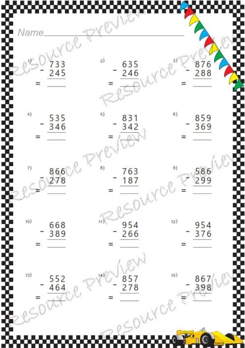 Subtraction algorithm 3 digit  (regrouping) - Image 2