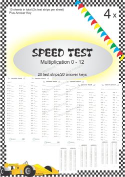 Number Facts Speed Tests Multiplication 4x