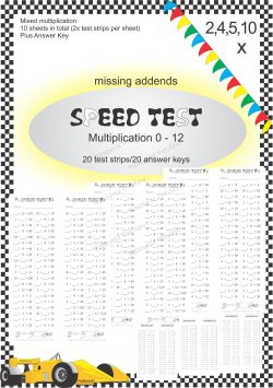 Number Facts Speed Tests Multiplication 2,4,5,10 x (missing addends)