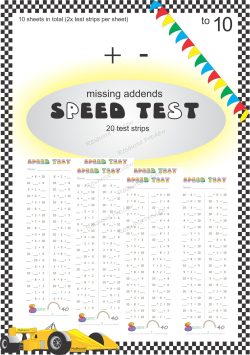 Number Facts Speed Tests: Rainbow facts to 10 (missing addends)