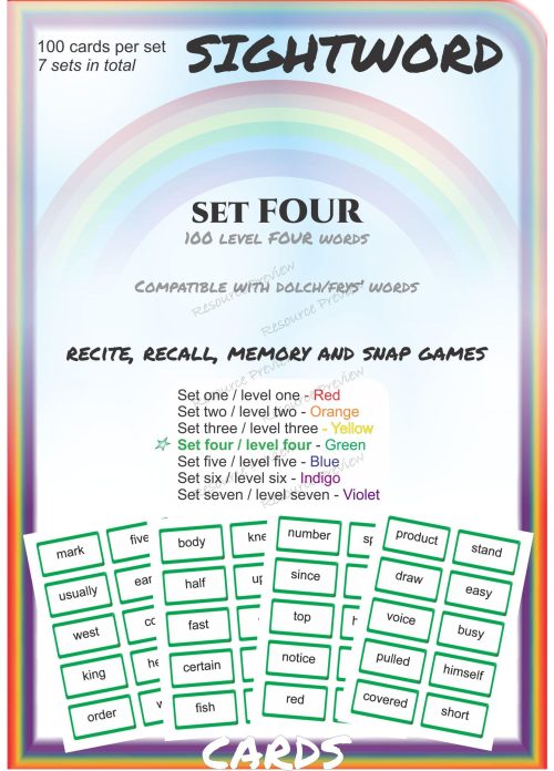 Sightword flashcards Lev 4