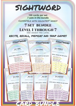 *BUNDLE Sightword flashcards Levs 1-7