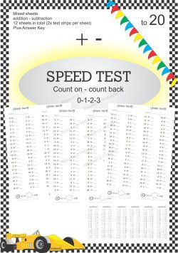 Number Facts Speed Tests: Count on/back 0-3 to 20