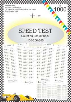 Number Facts Speed Tests: Count on/back 0-3 to multiples of 1000
