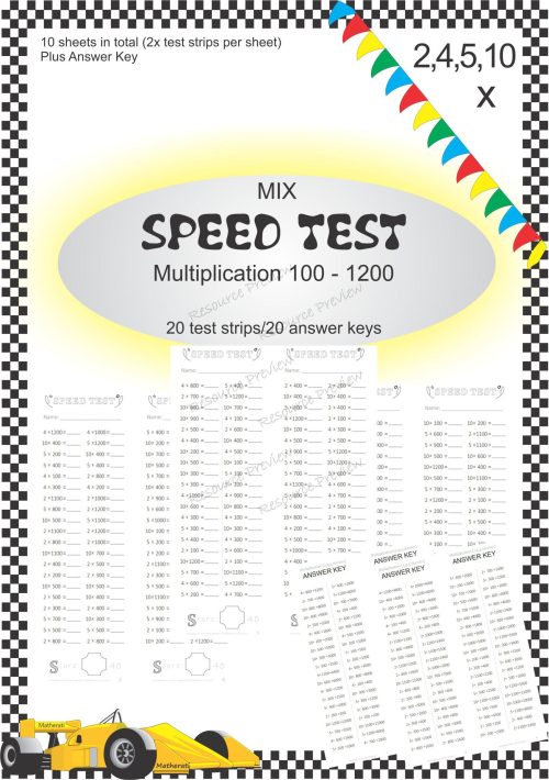 Number Facts Speed Tests Multiplication 2,4,5,10 x 100s