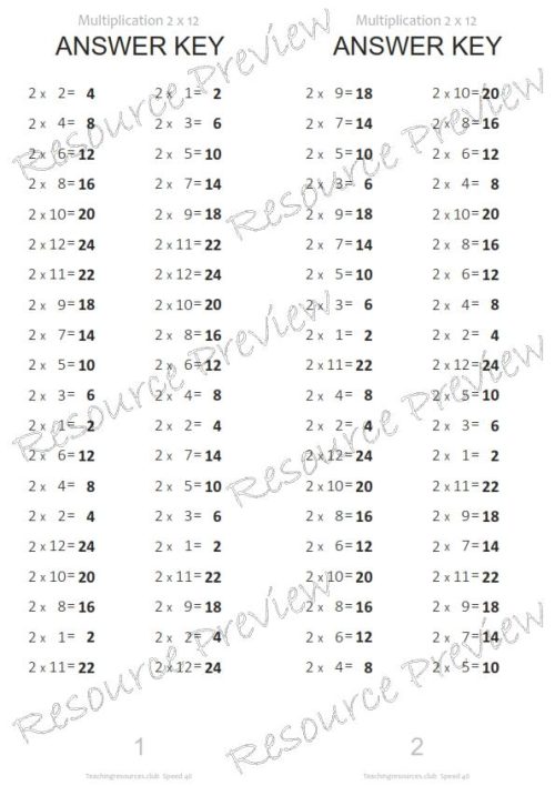 Number Facts Speed Tests Multiplication 2x - Image 3