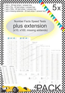 Number Facts Speed Tests Multiplication 5x plus extension (x10, x100, missing addends) PACK