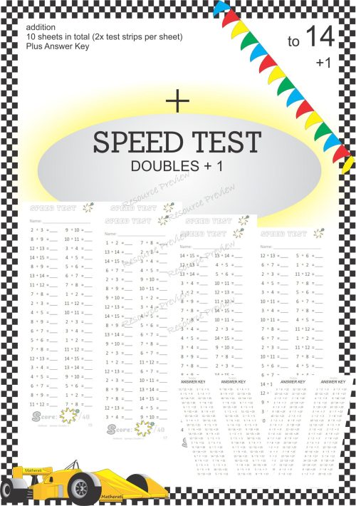 Number Facts Speed Tests: Doubles+1 to 14 (addition)