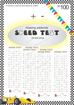Number Facts Speed Tests: Rainbow facts to 100 (missing addends)