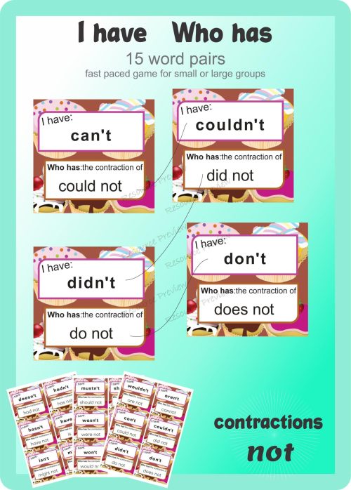 Contraction cards I have Who has - not - Image 2