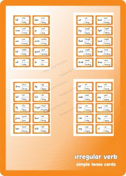 Irregular Verb simple tense cards