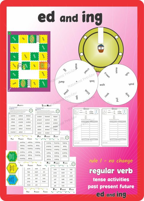 Verb tense activities ed and ing rule 1 no change