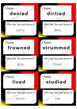 Regular Verb past tense cards I have Who has