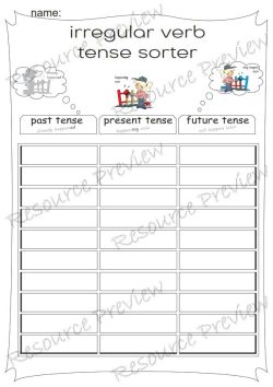 Irregular Verb simple tense sorter