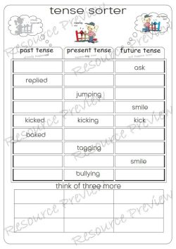 Regular Verb simple tense sorter