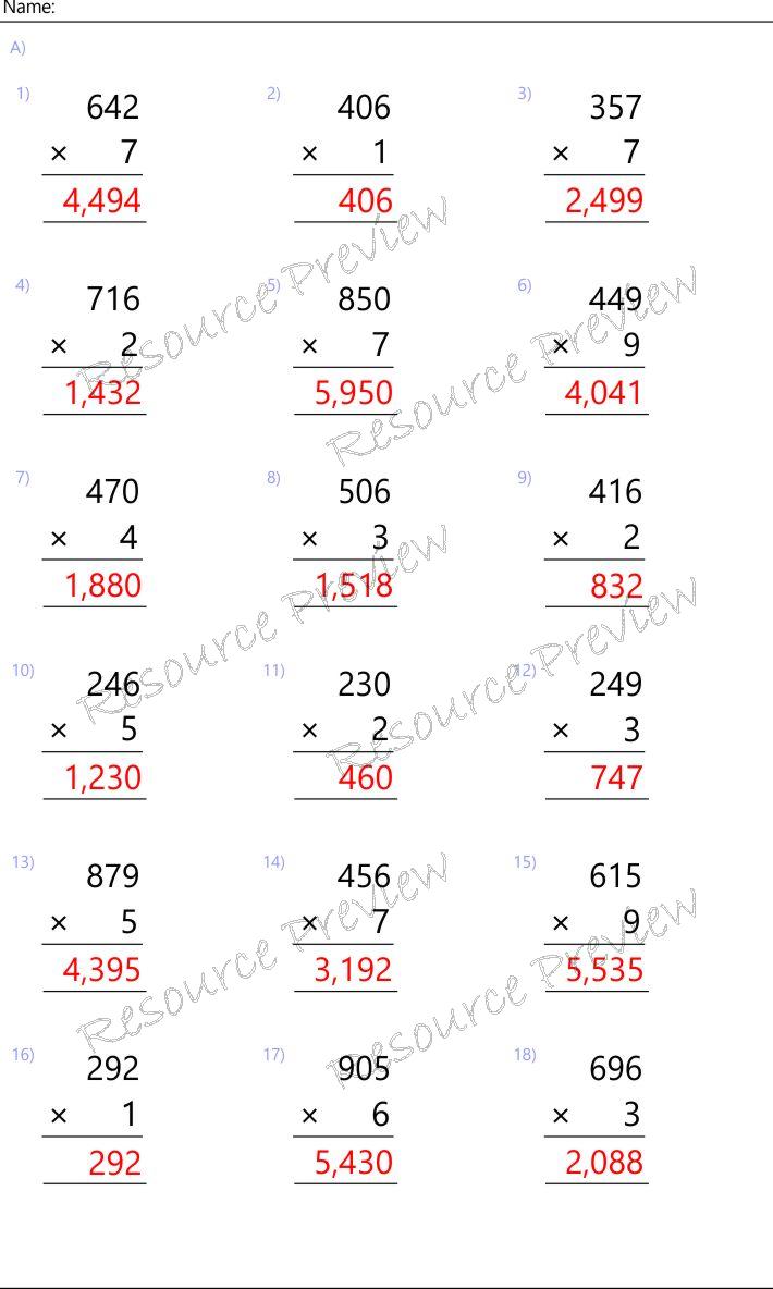3dig x 1dig regrouping Multiplication - Image 3
