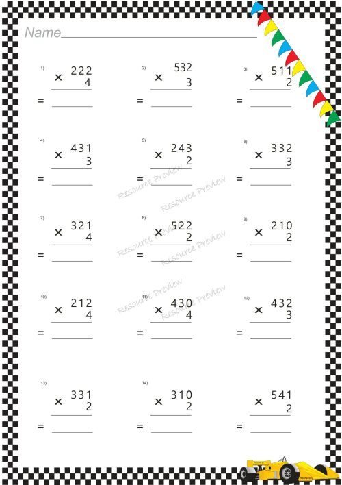 3dig x 1dig No regrouping Multiplication - Image 2