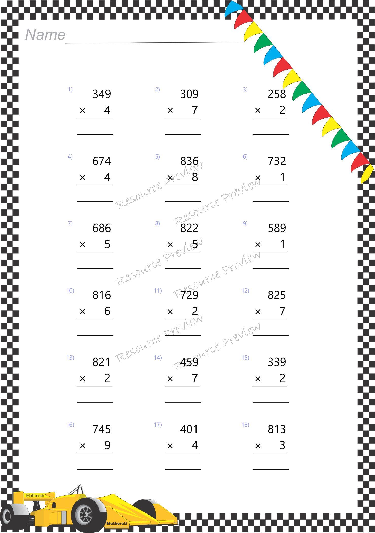 3dig x 1dig regrouping Multiplication - Image 5