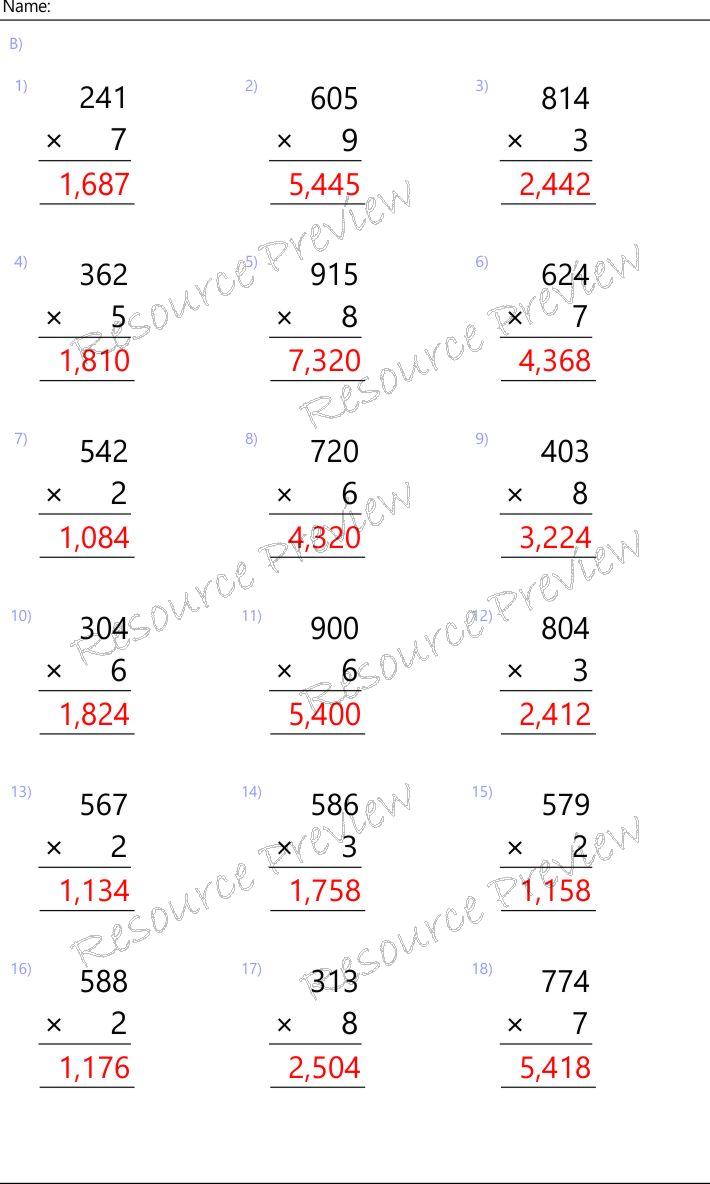 3dig x 1dig regrouping Multiplication - Image 2