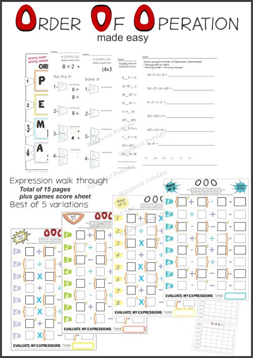 Order of Operation Activities