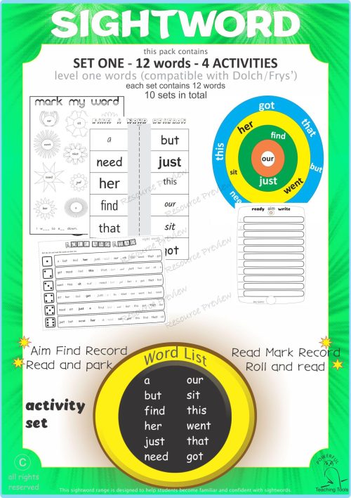 Sightword activities Lv1-1