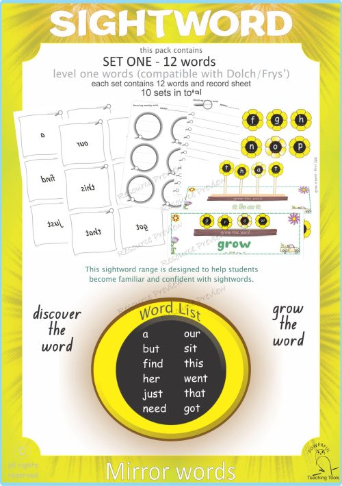 Sightword Grow and Mirror Lv1-1