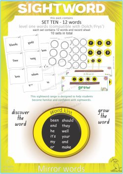 Sightword Grow and Mirror Lv1-10