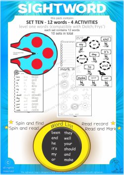 Sightword activities Lv1-10