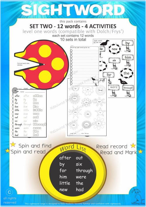 Sightword activities Lv1-2