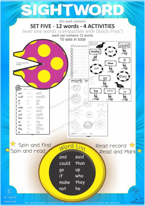 Sightword activities Lv1-5