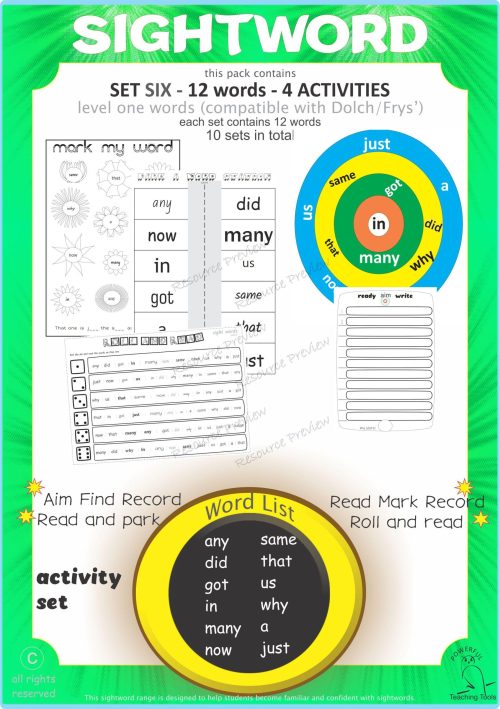 Sightword activities Lv1-6