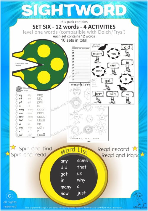 Sightword activities Lv1-6