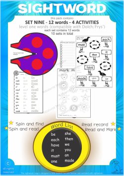 Sightword activities Lv1-9