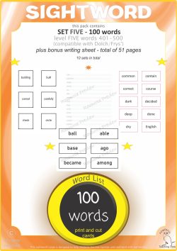 Sightword card variety  5th 100