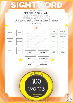 Sightword card variety  6th 100
