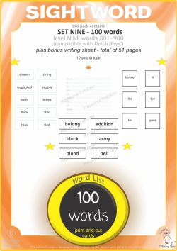 Sightword card variety  9th 100