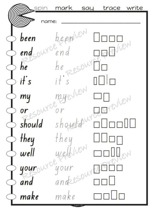 Sightword activities Lv1-10 - Image 5